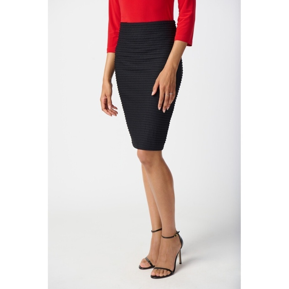 Joseph Ribkoff Size 12 Skirt Knee Length Black Business Chic Corporate Girlie